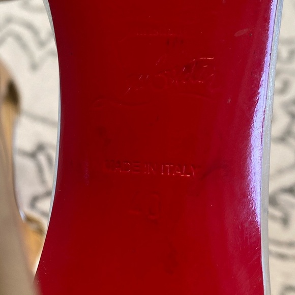 Christian Louboutin Tan and Cream Strappy Heels - Picture 10 of 11